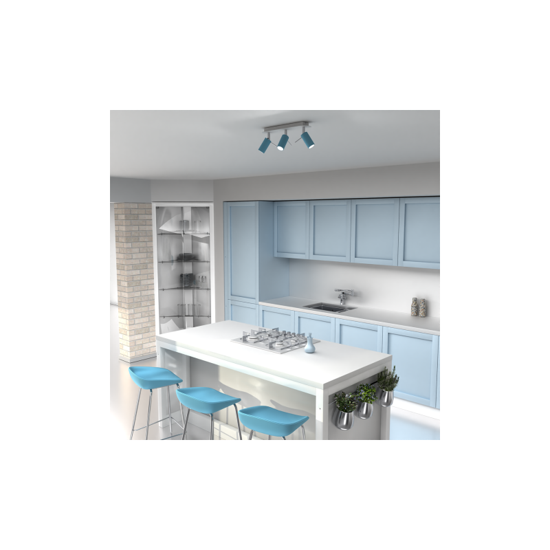 Lampa sufitowa PRESTON BLUE/WHITE 3x mini GU10