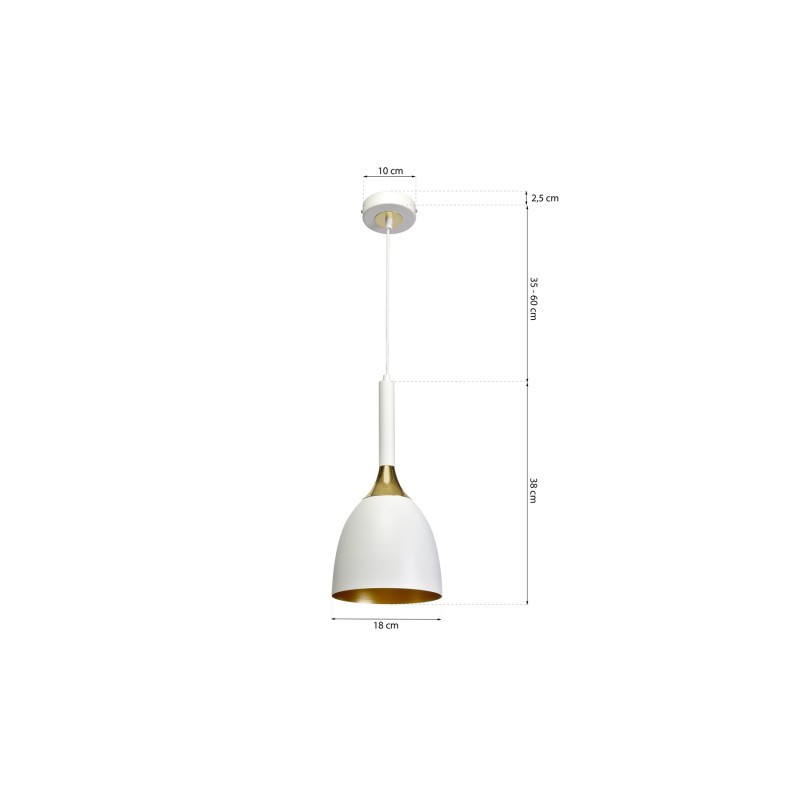 Lampa wisząca CLARK WHITE/GOLD 1xE27