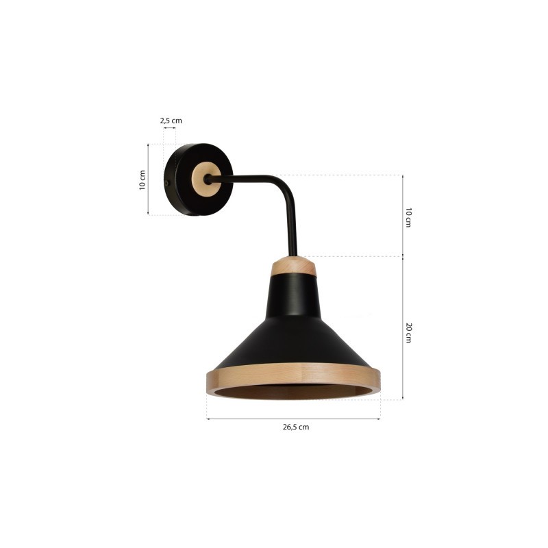 Kinkiet SALMA BLACK / WOOD 1xE27 60W