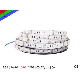 Taśma LED RGB | 14,4W | 24V | IP20 | 300LED | 5m | PROF+