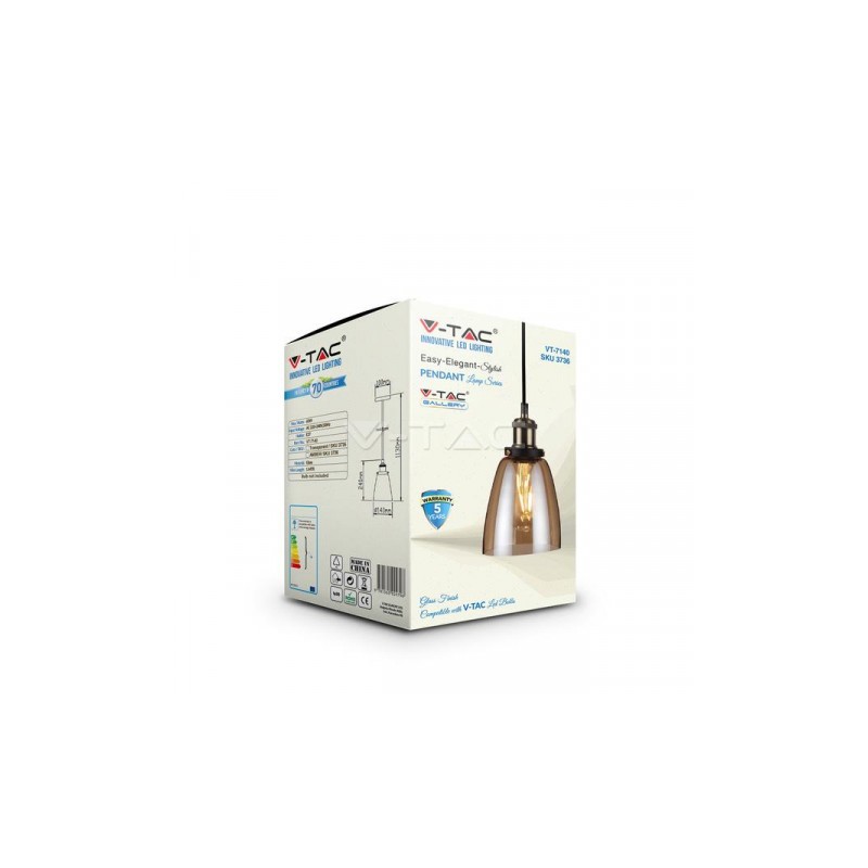 Oprawa Wisząca V-TAC LOFT Vintage Szkło Bursztyn fi140 VT-71406