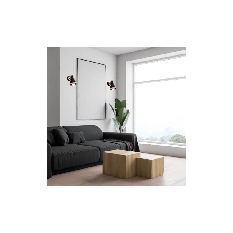Kinkiet HOLLY BLACK / WOOD 1xE27 60W