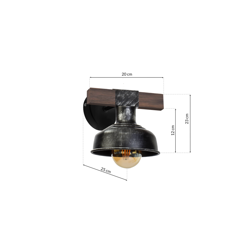 Kinkiet FARO BLACK / WOOD 1xE27 60W