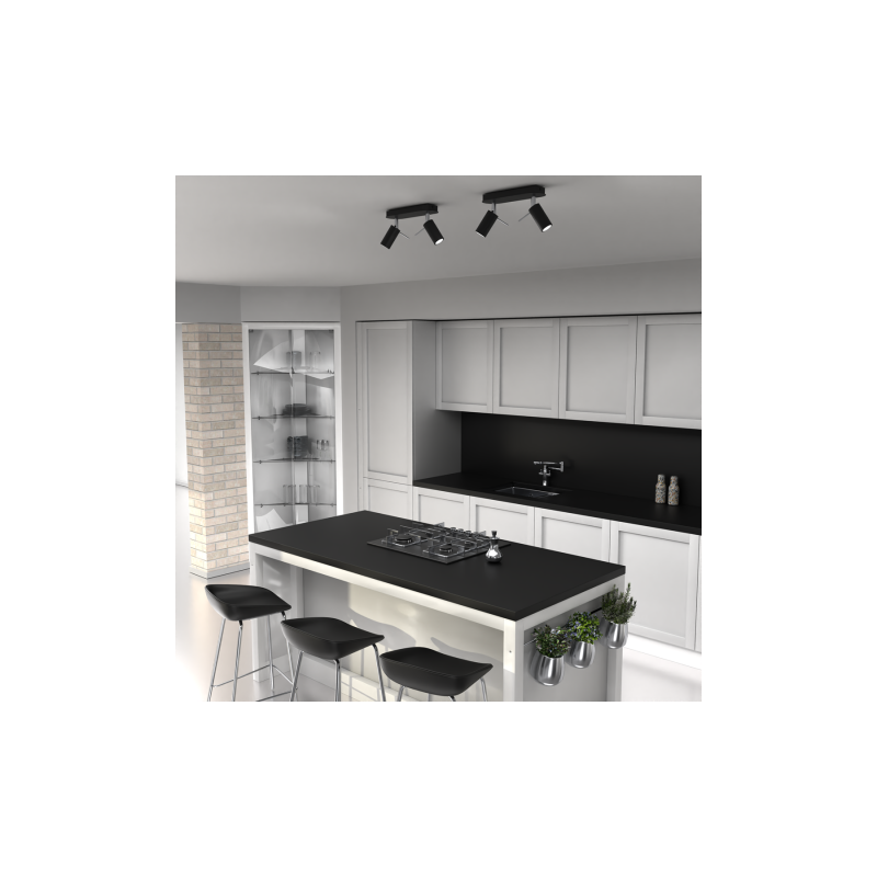 Lampa sufitowa PRESTON BLACK/CHROME 2x mini GU10