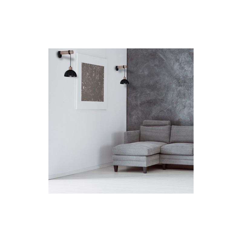 Kinkiet ERIK Sawn black/Patinated wood 1XE27