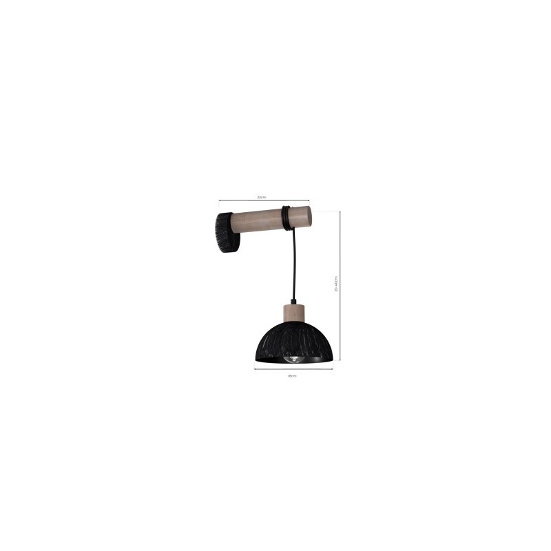 Kinkiet ERIK Sawn black/Patinated wood 1XE27