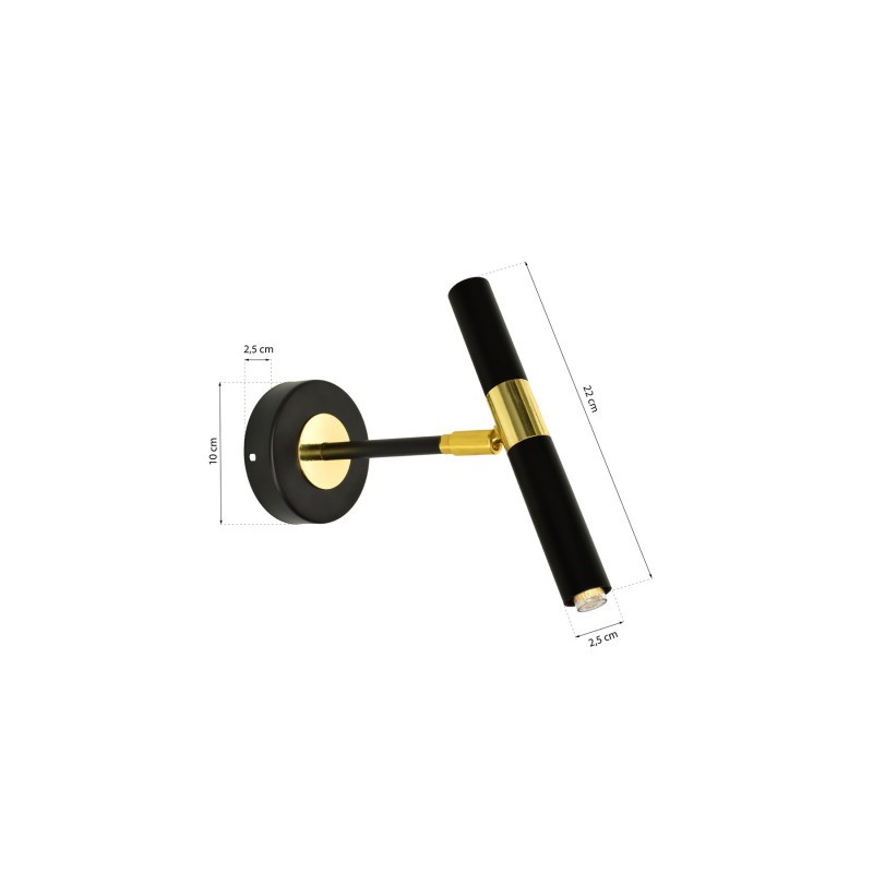 Kinkiet MONZA BLACK / GOLD 1xG9 8W