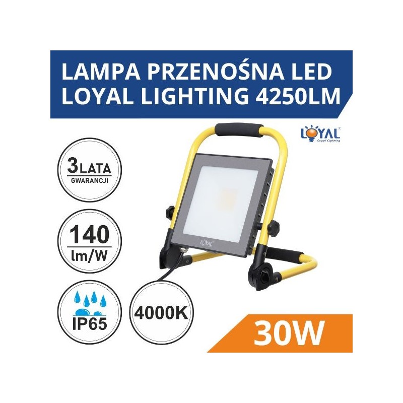 LAMPA przenośna LED Loyal Lighting 4250lm LUMILEDS IP65 4K stojak/przewVDE/wtyczka