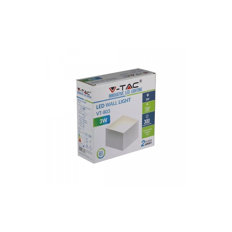 Kinkiet Ścienny V-TAC 3W Bridgelux Chip Biały VT-803 4000K 300lm