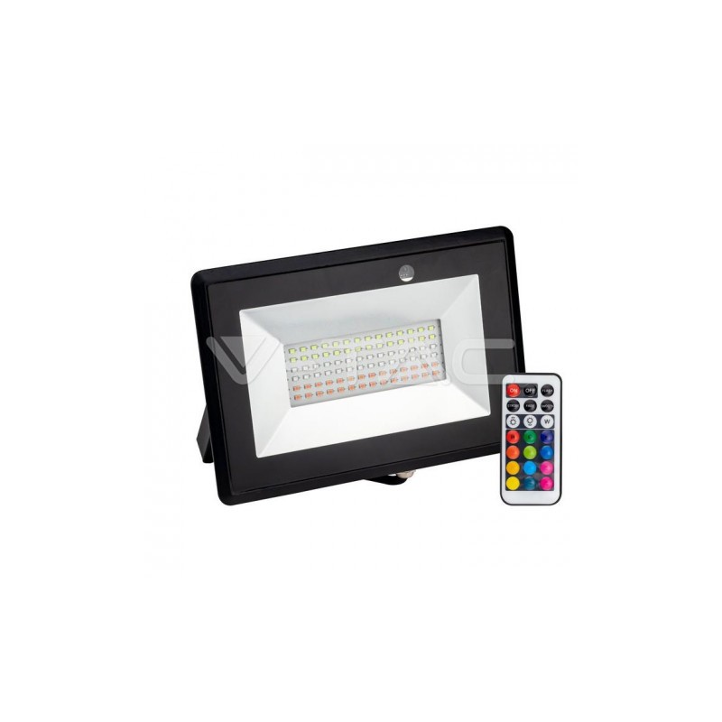 Halogen LED V-TAC 50W Czarny IP65 RGB Pilot VT-4932