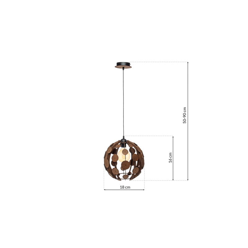 Lampa wisząca GAIA BLACK / WOOD 1xE27 60W