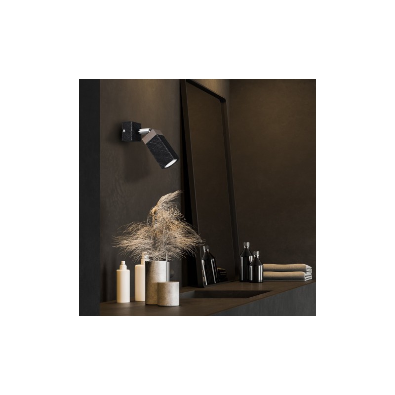 Kinkiet SOLO SAWN BLACK / PATINATED WOOD 1x mini GU10