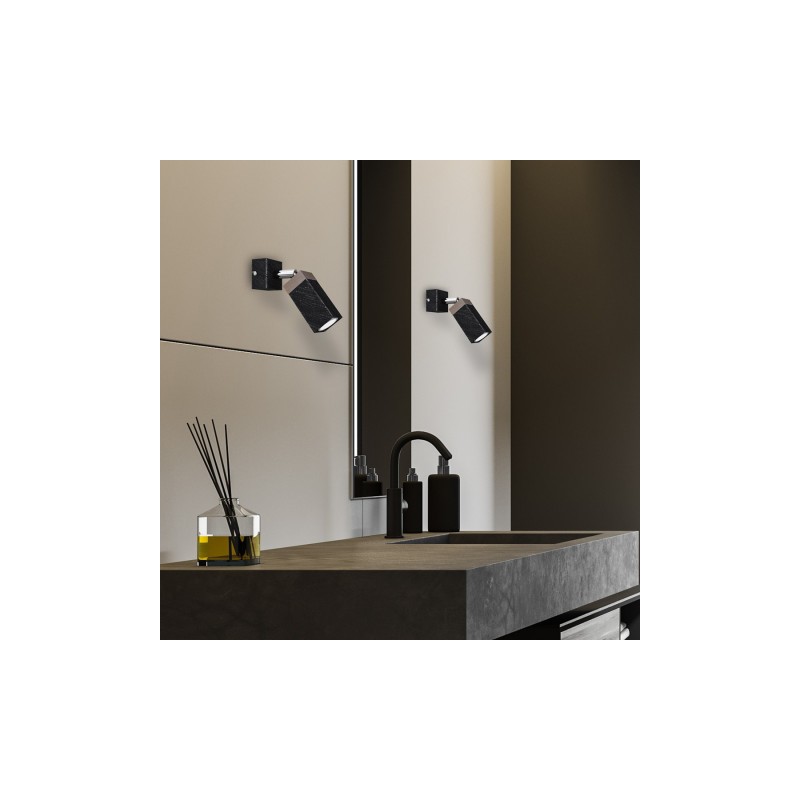 Kinkiet SOLO SAWN BLACK / PATINATED WOOD 1x mini GU10