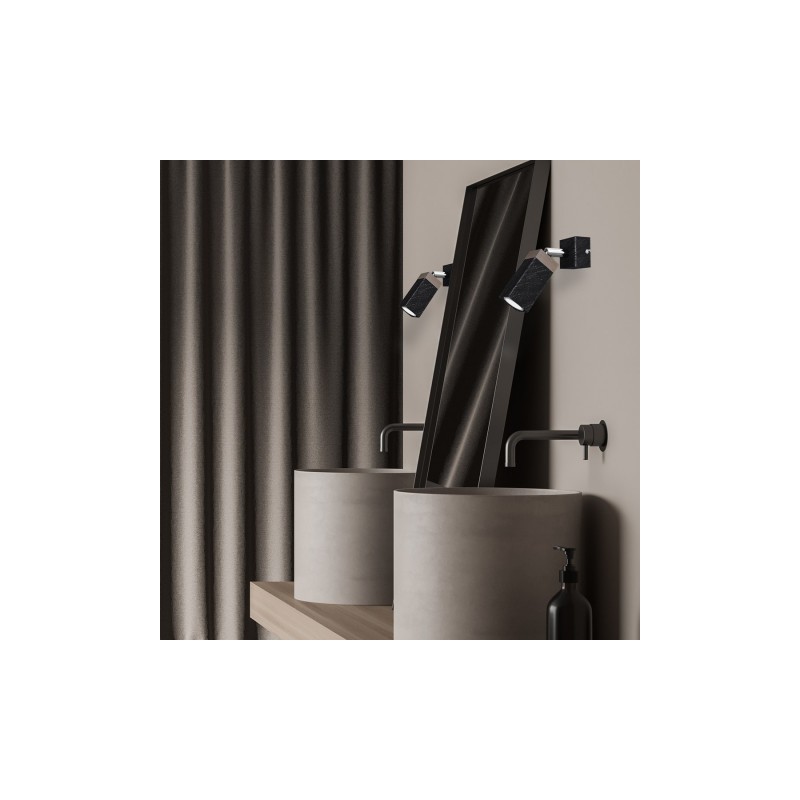 Kinkiet SOLO SAWN BLACK / PATINATED WOOD 1x mini GU10