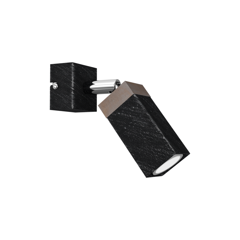 Kinkiet SOLO SAWN BLACK / PATINATED WOOD 1x mini GU10