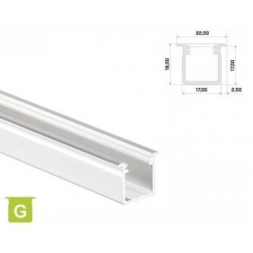 Profil aluminiowy do taśm LED wpuszczany LUMINES typ G - biały - 2 metry