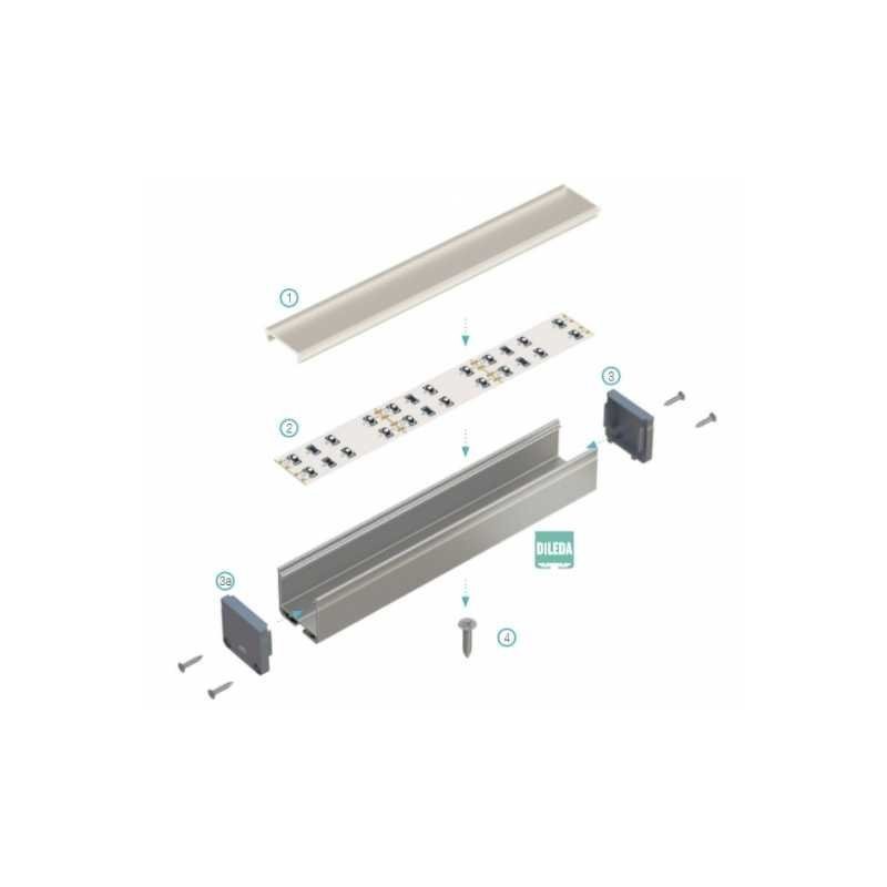 Profil aluminiowy do taśm LED - DILEDA - srebrny anodowany - 1 metr