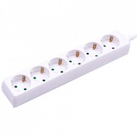 Przedłużacz 6 gniazd V-TAC (3G 1.5MM2 X 1.5M) Biały VT-1106