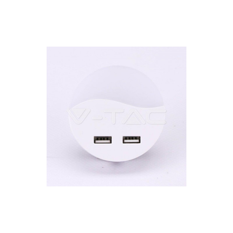 Lampka Nocna LED z USB V-TAC SAMSUNG CHIP Okrągła VT-84 3000K