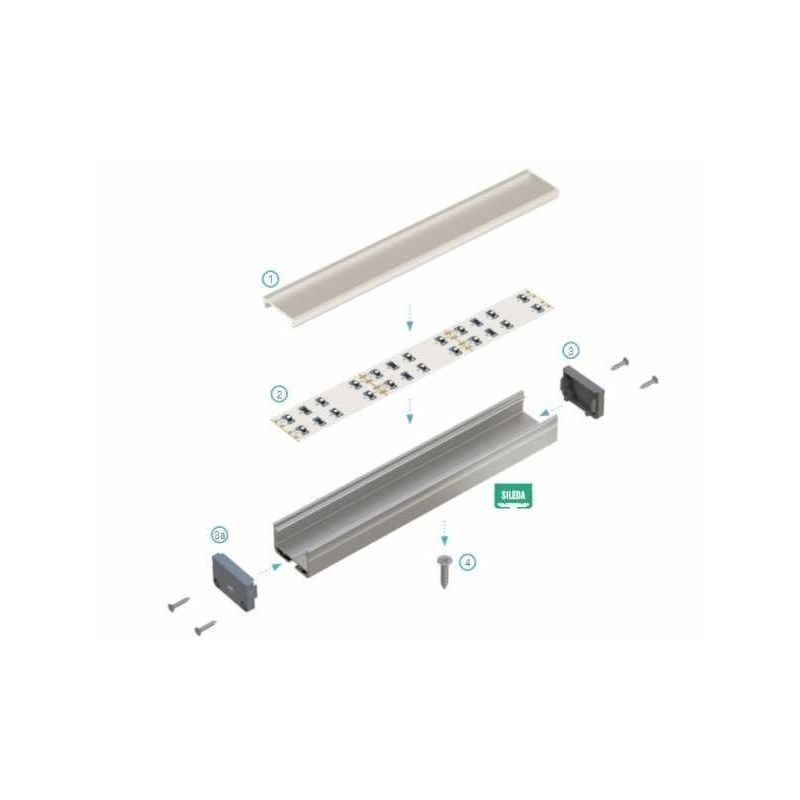 Profil aluminiowy do taśm LED - SILEDA - srebrny anodowany - 1 metr