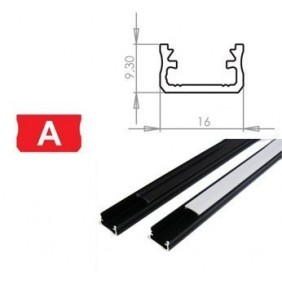 Profil aluminiowy do taśm LED czarny - zewnętrzny typ A LUMINES - 2 metry
