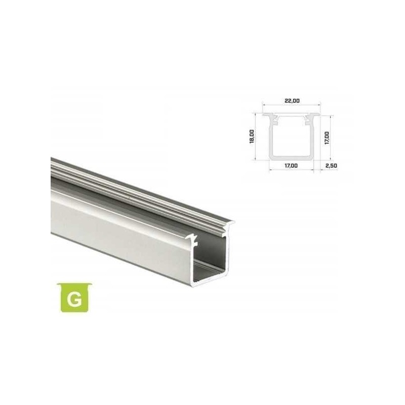 Profil aluminiowy do taśm LED wpuszczany LUMINES typ G - surowy - 2 metry