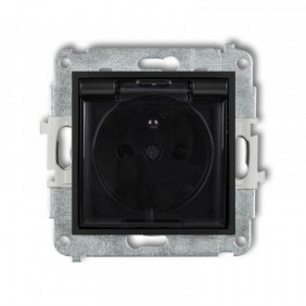 Mechanizm gniazda pojedynczego z klapką z/u MINI czarny 12MGPB-1zdp