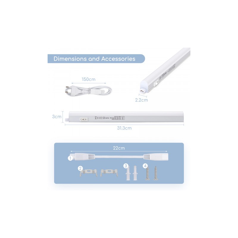 Lampa oprawa meblowa LED T5 4W 0.3M 3000K