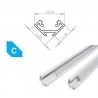 Profil aluminiowy narożnikowy do taśm LED LUMINES typ C - biały - 1 metr