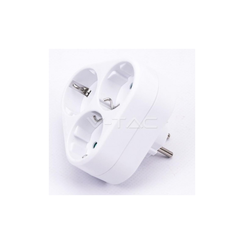 Rozgałęźnik 3x Trójkąt 10/16A 250V V-TAC Biały VT-1009