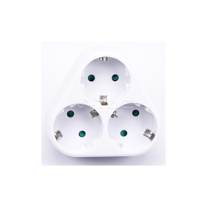 Rozgałęźnik 3x Trójkąt 10/16A 250V V-TAC Biały VT-1009