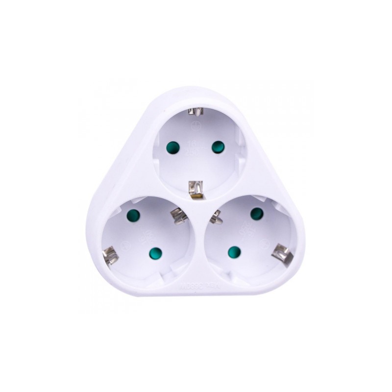 Rozgałęźnik 3x Trójkąt 10/16A 250V V-TAC Biały VT-1009