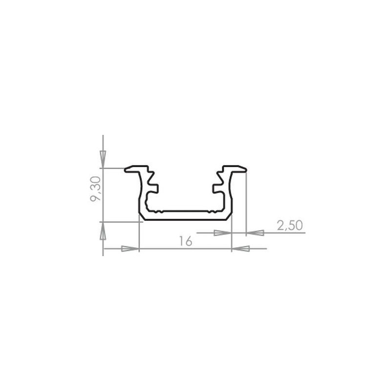 Profil aluminiowy wpuszczany do taśm LED LUMINES - inox - 1 metr