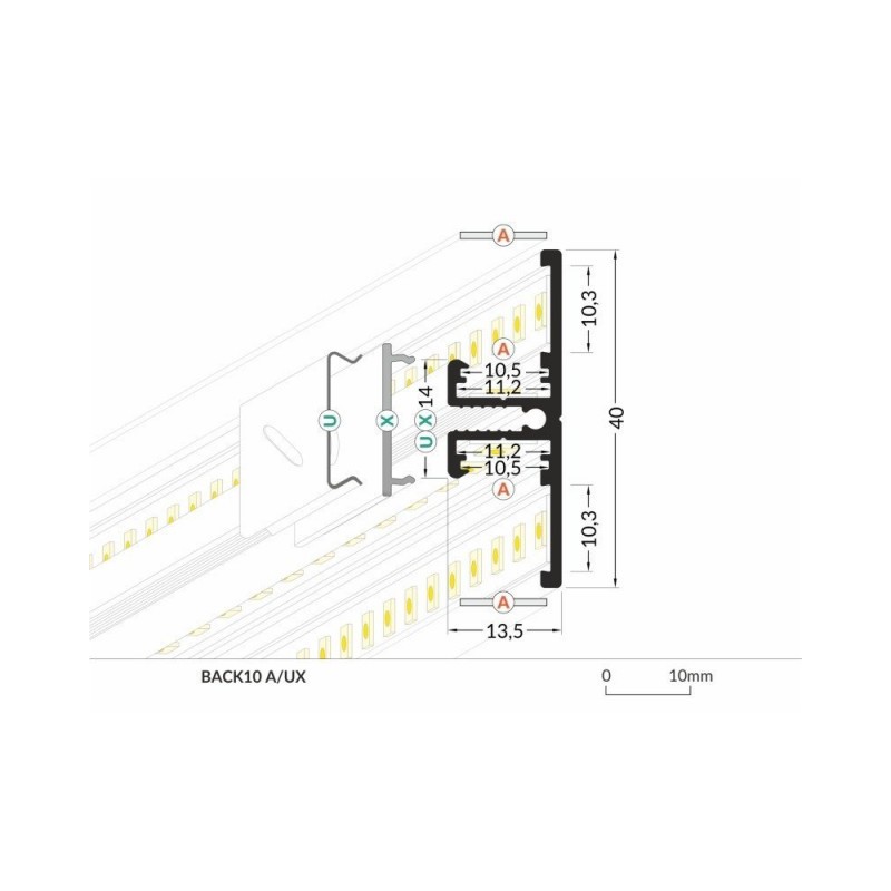 Profil LED dekoracyjny BACK10 surowy TOPMET - 1m