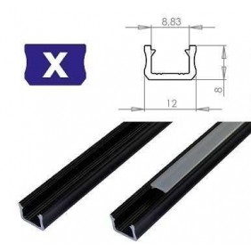 Profil aluminiowy do taśm LED - zewnętrzny typ X LUMINES - czarny - 1 metr