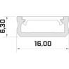 Profil aluminiowy napowierzchniowy do taśm LED LUMINES typ D - surowy - 1 metr