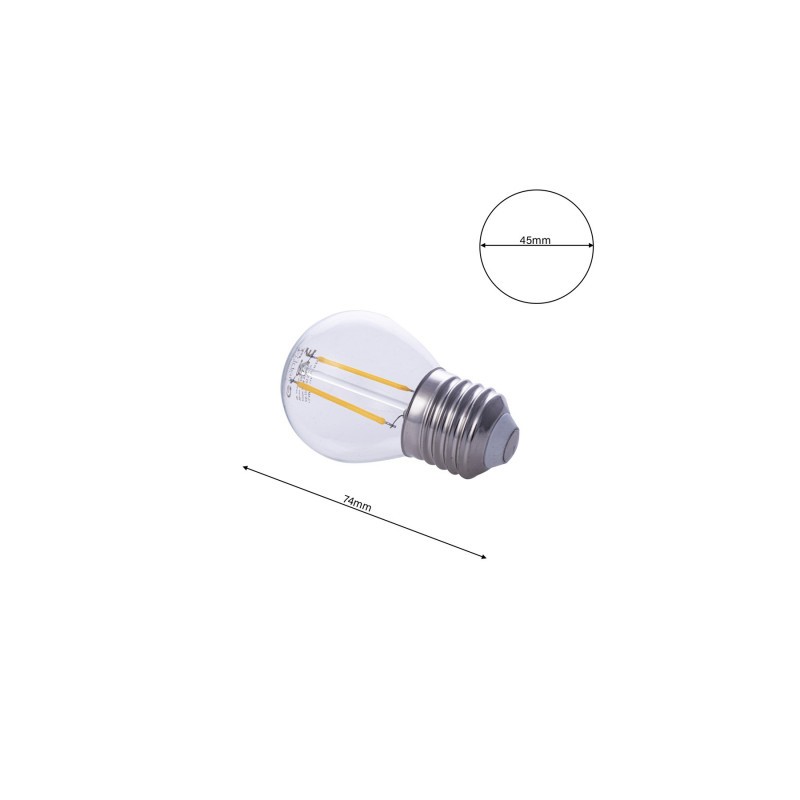 Żarówka Filamentowa LED 2W E27 G45 2700K