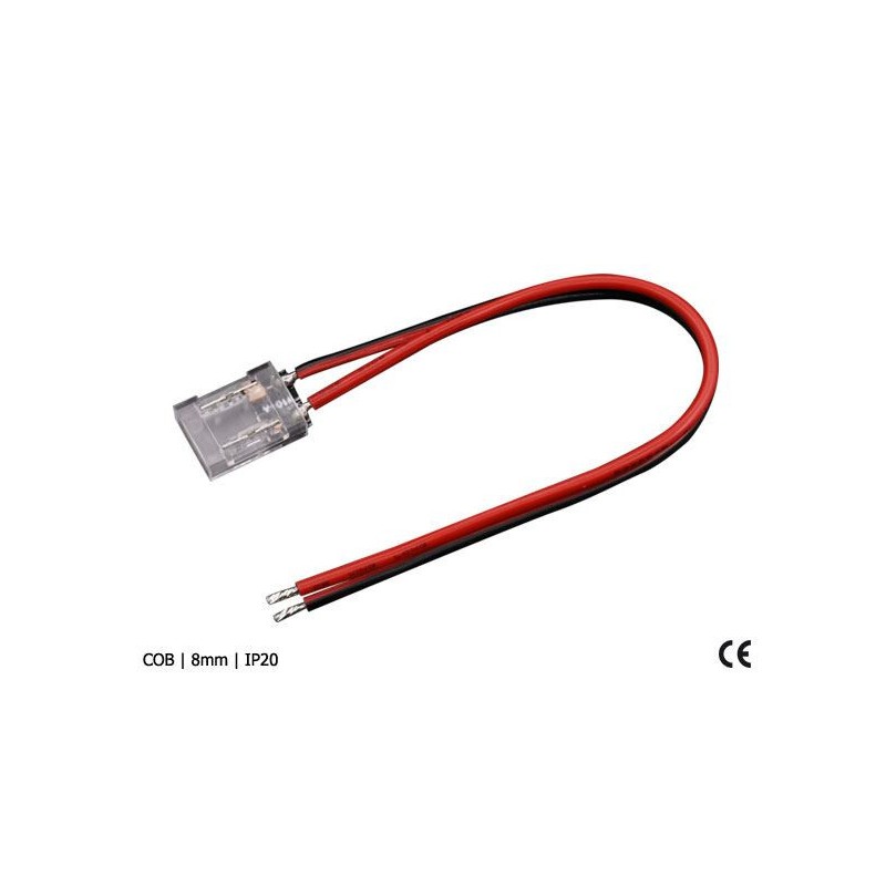 ZŁĄCZKA DO TAŚM LED JEDNOKOLOROWYCH COB IP20 8MM TAŚMA PRZEWÓD 15CM