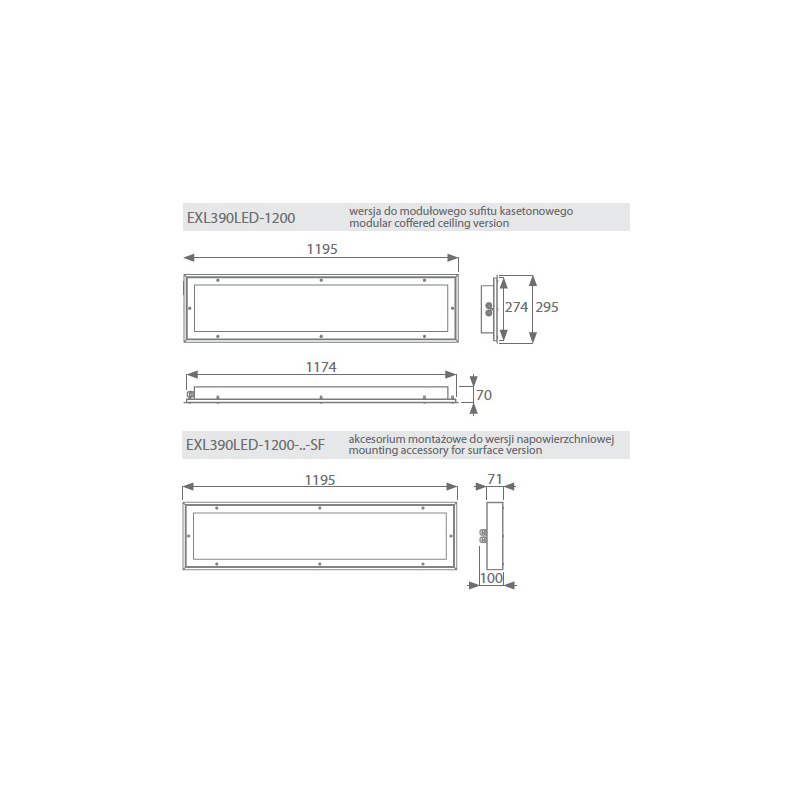 Oprawa przeciwwybuchowa EXL390LED 36,6W IP65 ok. 120cm