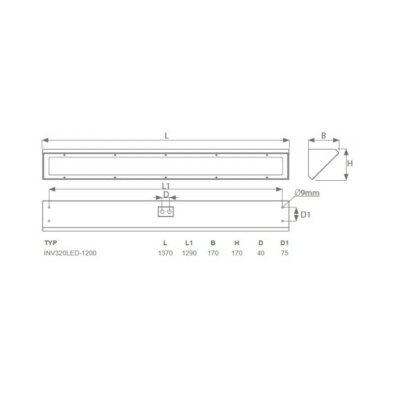Oprawa wandaloodporna INV320 LED 53,5W IK10+ narożna 120cm
