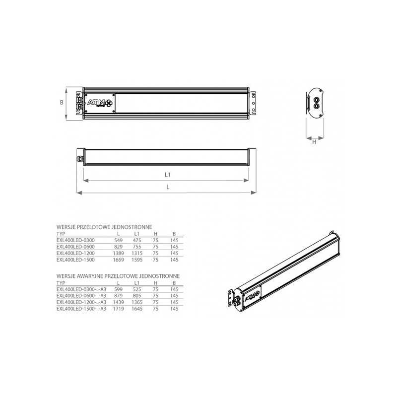 Oprawa przeciwwybuchowa EXL400LED 10,5W IP67 ok. 55cm