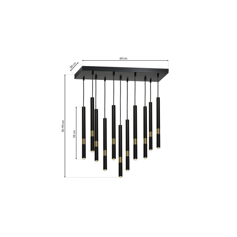 Lampa wisząca MONZA BLACK / GOLD 11xG9 8W
