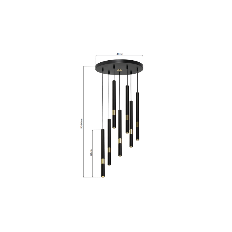 Lampa wisząca MONZA BLACK / GOLD 7xG9 8W