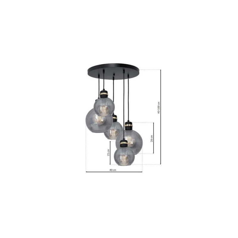 Lampa wisząca OMEGA BLACK / GOLD 5xE27  Koło