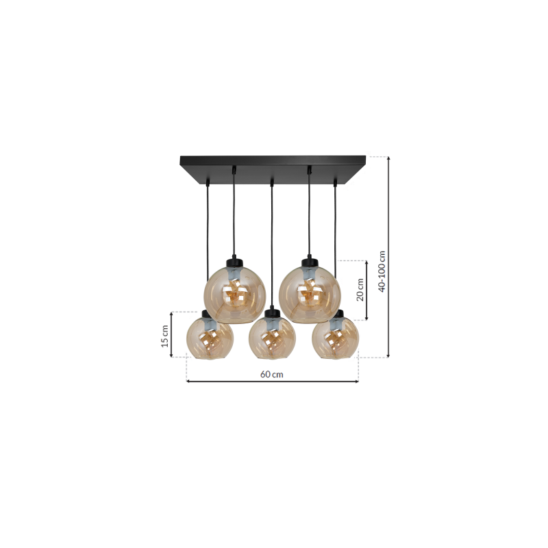 Lampa wisząca SOFIA AMBER 5xE27