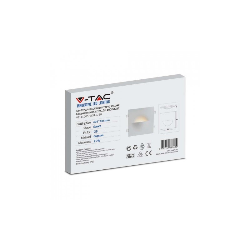 Oprawa Gipsowa V-TAC Kinkiet Ścienny G9 Biały 400x400 VT-11005 3 Lata Gwarancji
