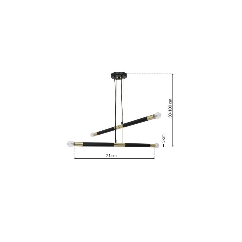 Lampa wisząca BASTONE BLACK / GOLD 4xE14