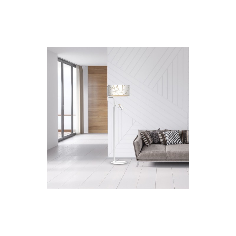 Lampa podłogowa ZIGGY WHITE White/Gold 1xE27 +        1x mini GU10