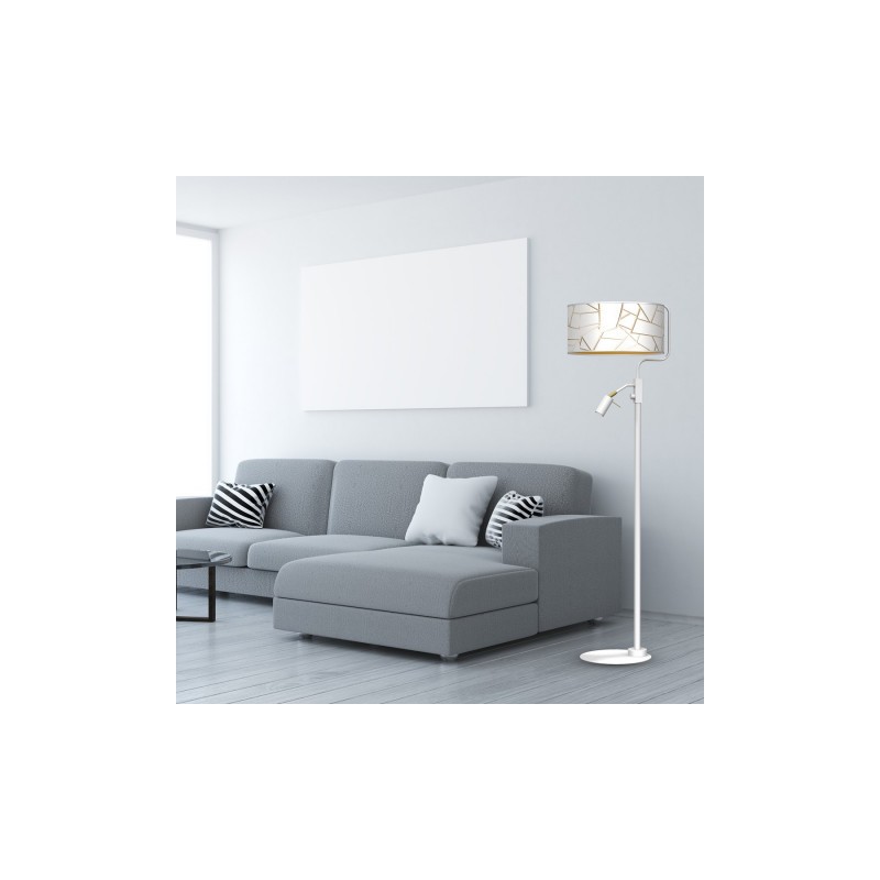Lampa podłogowa ZIGGY WHITE White/Gold 1xE27 +        1x mini GU10