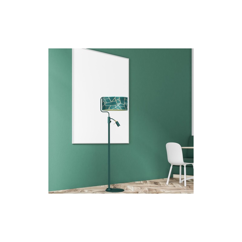 Lampa podłogowa ZIGGY GREEN Gold/Bottle 1xE27 +        1x mini GU10